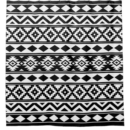 Aztec Essence Pattern IIIb Zwart-wit Douchegordijn (Voorkant)