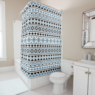 Aztec Essence Pattern in blauw zwart wit Douchegordijn