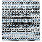 Aztec Essence Pattern in blauw zwart wit Douchegordijn (Voorkant)