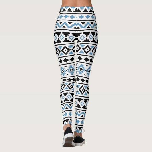 Aztec Essence Pattern in blauw zwart wit Leggings (Achterkant)