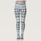 Aztec Essence Pattern in blauw zwart wit Leggings (Voorkant)
