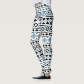 Aztec Essence Pattern in blauw zwart wit Leggings (Links)