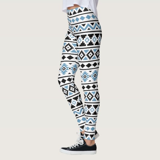 Aztec Essence Pattern in blauw zwart wit Leggings (Links)