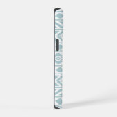 Aztec Essence Ptn III Eend Ei Blauw op Wit iPhone 15 Case (Rechterkant)
