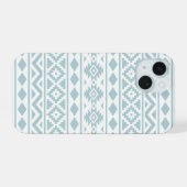 Aztec Essence Ptn III Eend Ei Blauw op Wit iPhone 15 Case (Achterkant horizontaal)