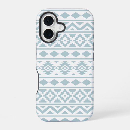 Aztec Essence Ptn III Eend Ei Blauw op Wit iPhone 16 Hoesje (Achterkant)