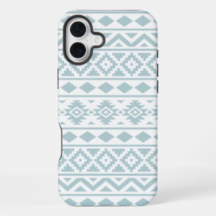 Aztec Essence Ptn III Eendenei Blauw op Wit iPhone 16 Plus Hoesje