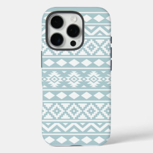 Aztec Essence Ptn III Wit op Duck Egg Blue iPhone 16 Pro Hoesje