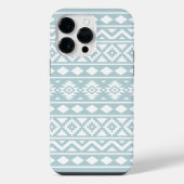 Aztec Essence Ptn III Wit op Duck Egg Blue iPhone Hoesje (Achterkant)