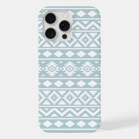 Aztec Essence Ptn III Wit op Duck Egg Blue iPhone Hoesje (Achterkant)