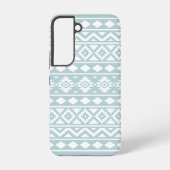 Aztec Essence Ptn III Wit op Duck Egg Blue Samsung Galaxy Hoesje (Achterkant)