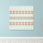 Aztec Essence Ptn IIIb Blue Cream Terracottas Canvas Afdruk (Insitu (Houten vloer))