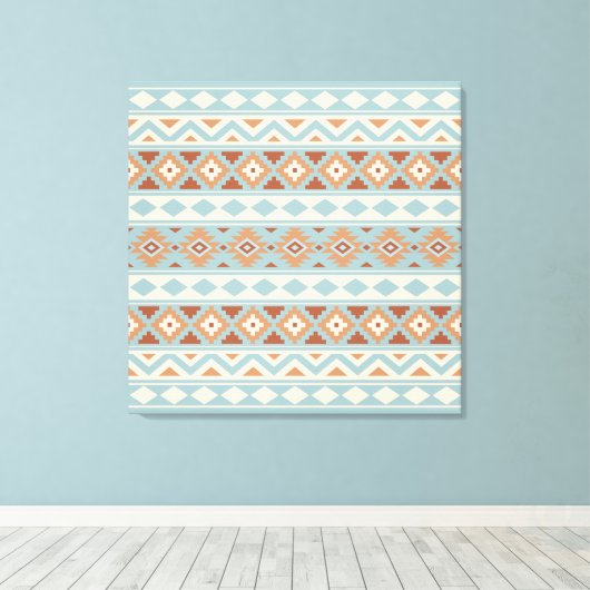 Aztec Essence Ptn IIIb Blue Cream Terracottas Canvas Afdruk (Insitu (Houten vloer))