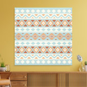 Aztec Essence Ptn IIIb Blue Cream Terracottas Canvas Afdruk (Insitu (Woonkamer))