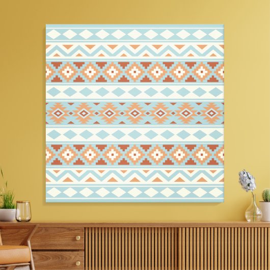 Aztec Essence Ptn IIIb Blue Cream Terracottas Canvas Afdruk (Insitu (Woonkamer))