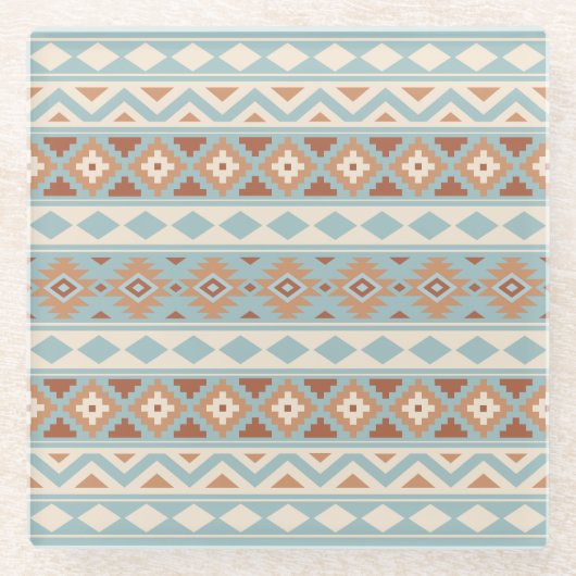 Aztec Essence Ptn IIIb Blue Cream Terracottas Glazen Onderzetter (Voorkant)