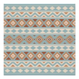 Aztec Essence Ptn IIIb Blue Cream Terracottas Poster