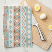 Aztec Essence Ptn IIIb Blue Cream Terracottas Theedoek (Quarter Fold)