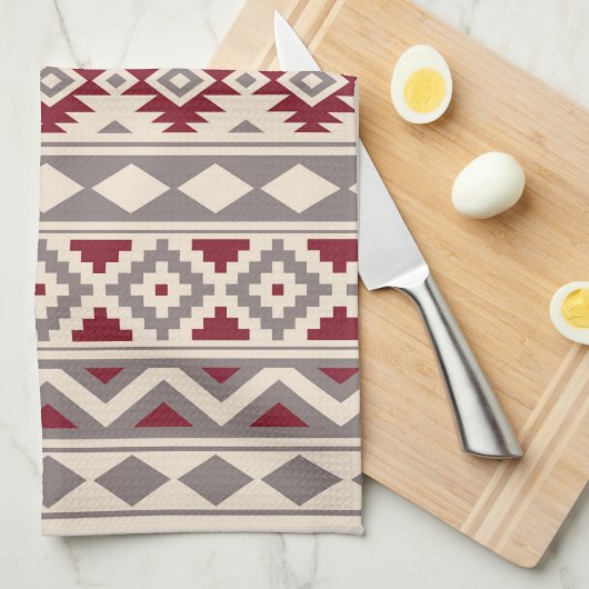 Aztec Essence Ptn IIIb Cream Taupe Red Theedoek (Quarter Fold)