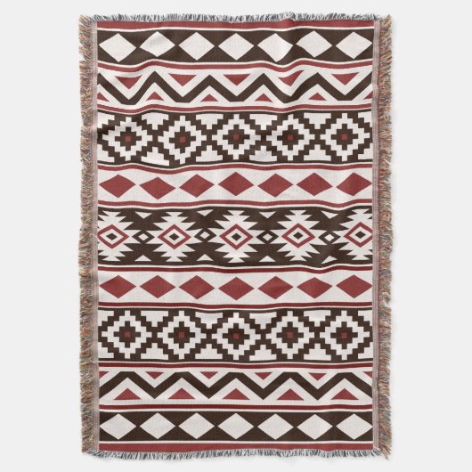 Aztec Essence (V) Patroon IIIb Rood Bruin Crème Deken (Voorkant Verticaal)