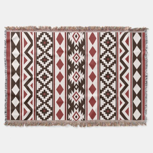 Aztec Essence (V) Patroon IIIb Rood Bruin Crème Deken (Voorkant)