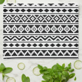 Aztec Essence Verticale Ptn II Black op wit Theedoek (Gevouwen)