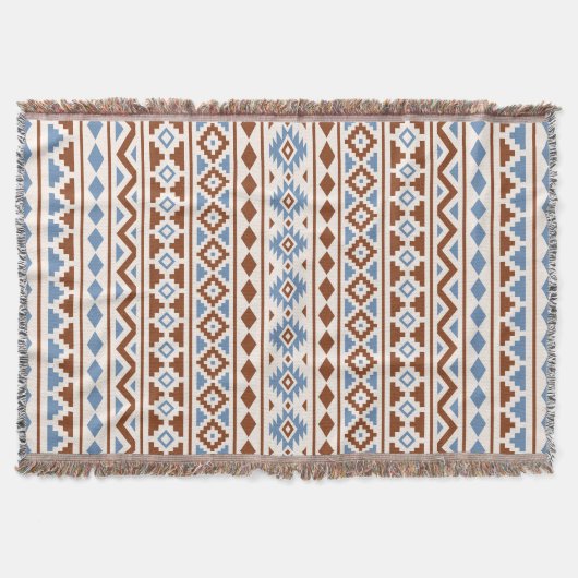 Aztec Essence Verticale PTN II Roest Blue Cream Deken (Voorkant)