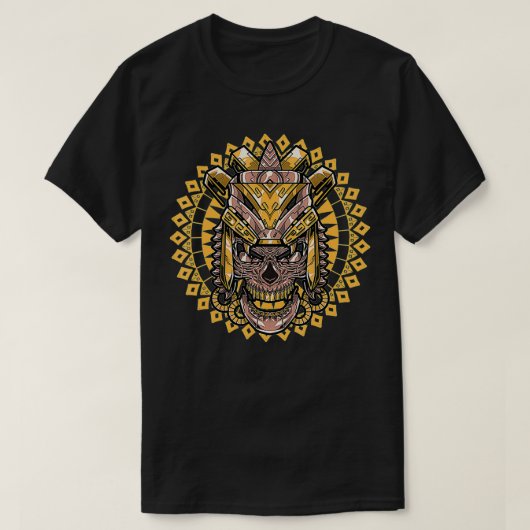 Aztec Face Mask Warrior Culture Nation Archeology T-shirt (Design voorkant)