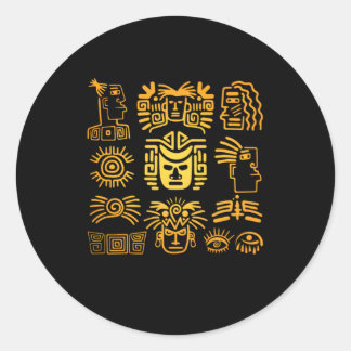 Aztec Face Mayan Mask Inca Civilization Native Gif Ronde Sticker