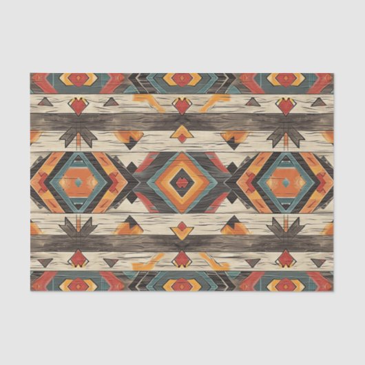 Aztec Faux houten tegel patroon decoupage Tissuepapier (Voorkant)