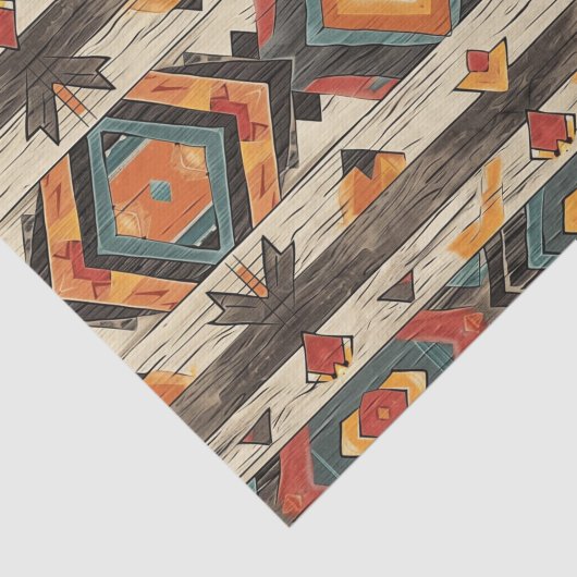 Aztec Faux houten tegel patroon decoupage Tissuepapier (Detail)