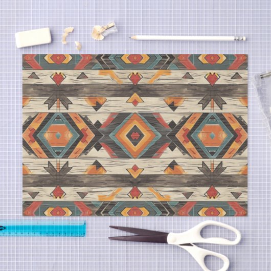 Aztec Faux houten tegel patroon decoupage Tissuepapier (Craft)