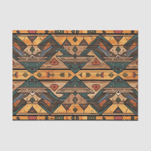 Aztec Faux houten tegel patroon decoupage Tissuepapier (Voorkant)