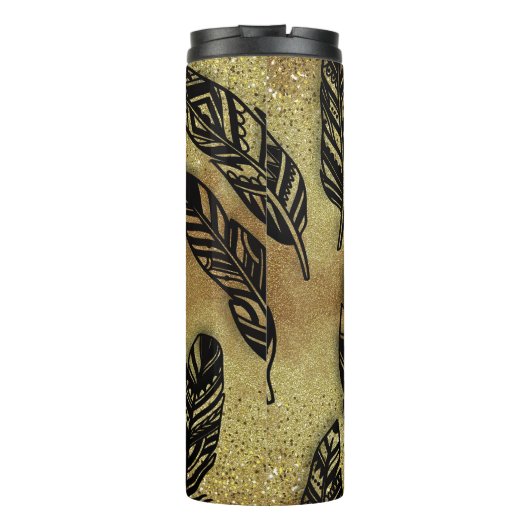 Aztec feathers glitter op perkament thermosbeker (Achterkant)