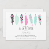 Aztec Feathers | Uitnodiging tot Baby shower (Voorkant / Achterkant)