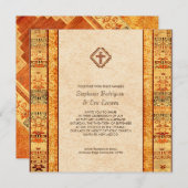 Aztec Fiesta Christelijk Cross Square Wedding Kaart (Voorkant / Achterkant)
