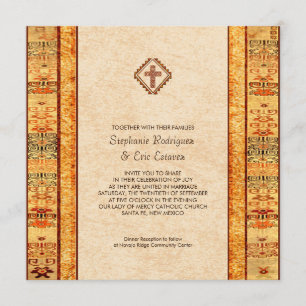 Aztec Fiesta Christelijk Cross Square Wedding Kaart