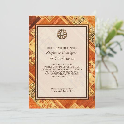 Aztec Fiesta Wedding Kaart (Staand voorkant)