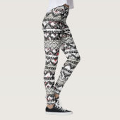 Aztec Floral Pink Paars  Roos Patroon Leggings (Rechts)