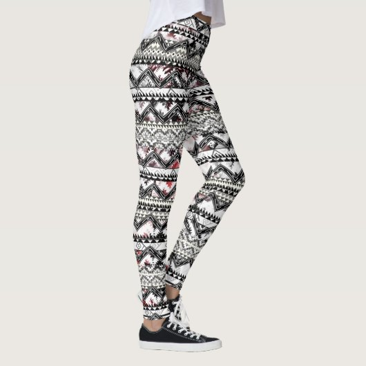Aztec Floral Pink Paars  Roos Patroon Leggings (Rechts)
