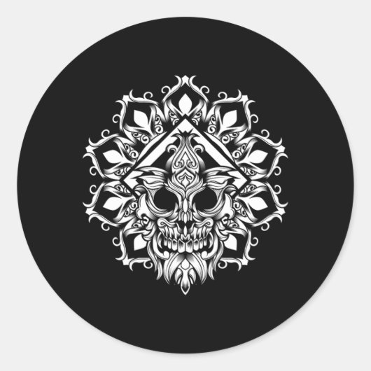 Aztec Flower Skull Maya Inca Civilization Culture Ronde Sticker (Voorkant)