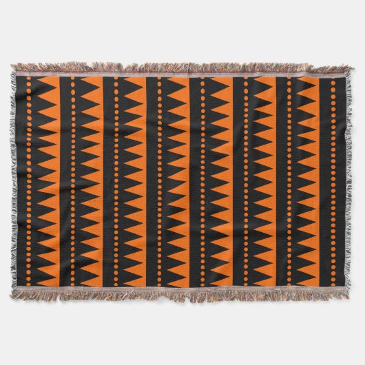 Aztec-gebergten - zwart en Oranje Deken (Voorkant)