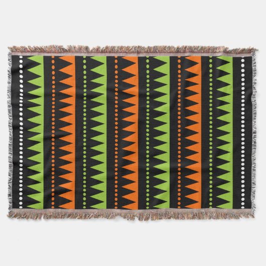 Aztec-gebergten - Zwart, Oranje, groen en wit Deken (Voorkant)