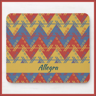 Aztec Geïnspireerd blauw rood en goud Muismat