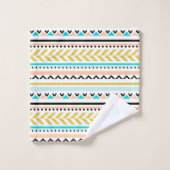 Aztec geïnspireerd goudblauw roze geometrisch patr bad handdoek (Wasdoekje)