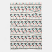 Aztec Geïnspireerd koraal en Mint Patroon Theedoek (Verticaal)