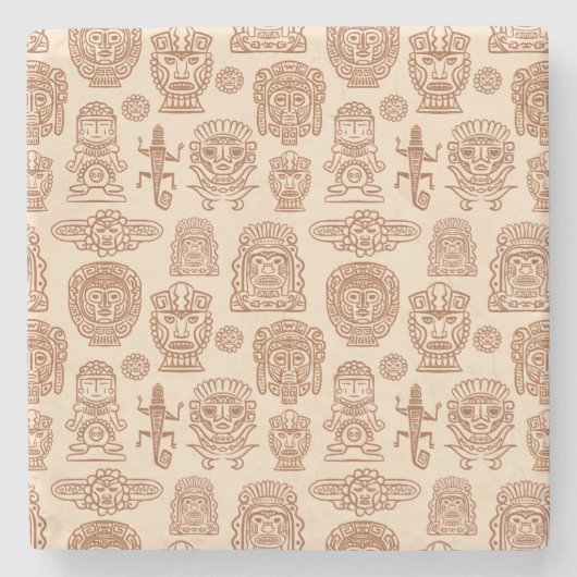 Aztec Geïnspireerd patroon Stenen Onderzetter (Voorkant)