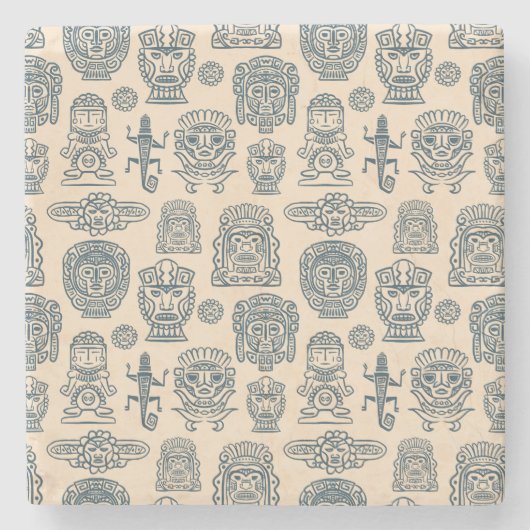 Aztec Geïnspireerd patroon Stenen Onderzetter (Voorkant)