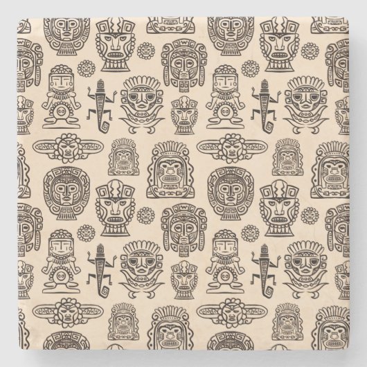 Aztec Geïnspireerd patroon Stenen Onderzetter (Voorkant)