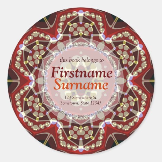 Aztec Geometric Art Bookplate Sticker (Voorkant)